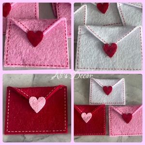 30 piece Valetine scatters and fillers - felt envelopes with hearts decorations